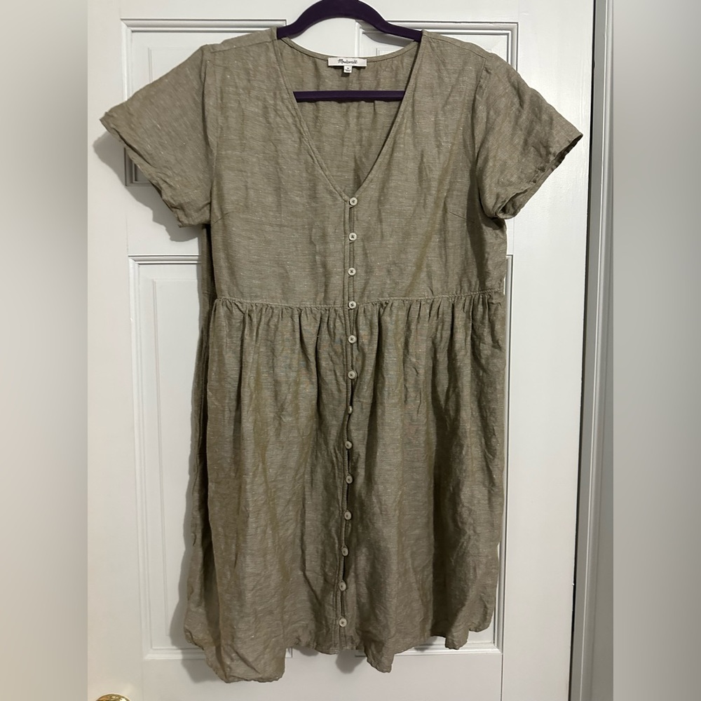 Madewell linen dress size medium taupe/ brown
